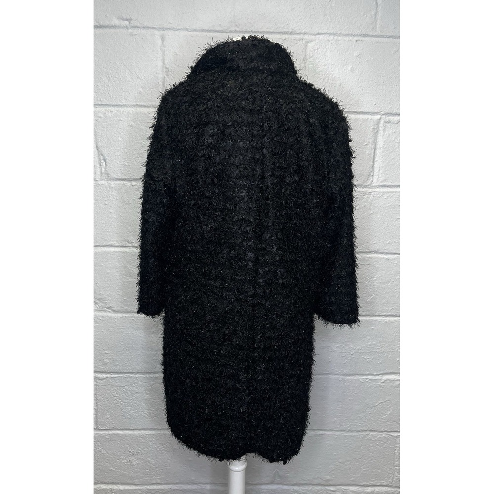 Donna Salyers Black Open Front Jacket Medium Shag‎  Metallic Silver Whimsigoth - Picture 6 of 11